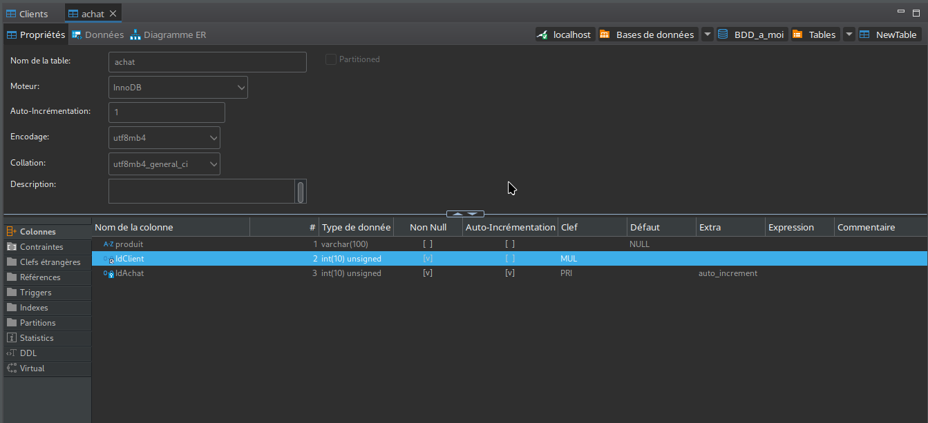 creation achatDBeaver