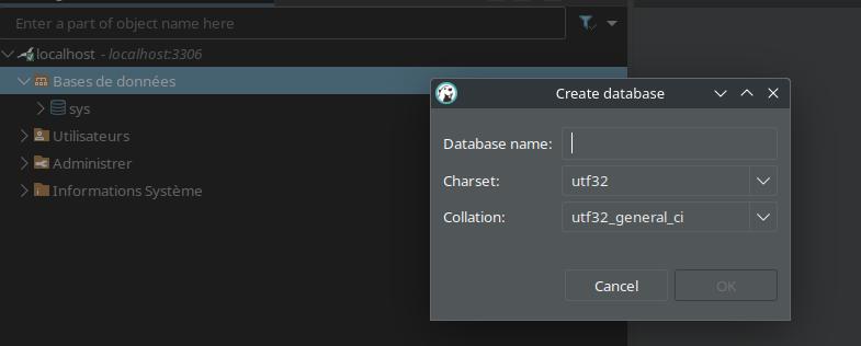 creation base DBeaver
