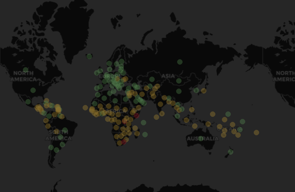 carte avec tous les point des pays